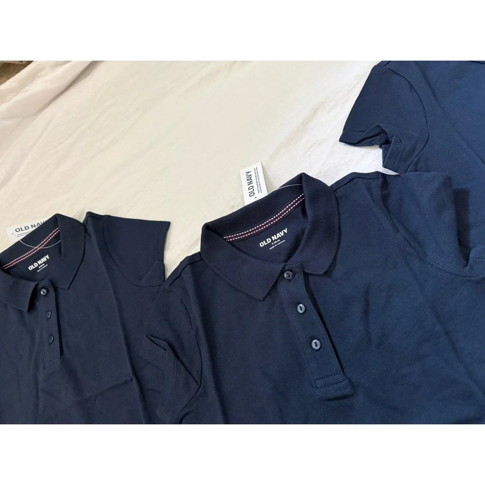 Old Navy School Uniform Shirts Blue Girls Size S 6-7 Navy 3pack NWT